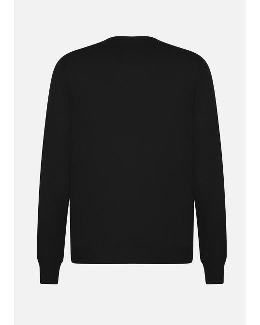 Malo Black Cashmere And Silk Crewneck Sweater for men