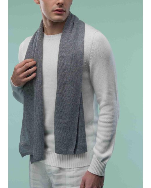 Malo Gray Linen And Cotton Scarf for men