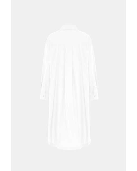 Malo White Cotton Shirt Dress