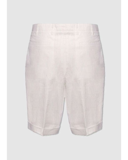 Malo White Linen Bermuda Shorts for men