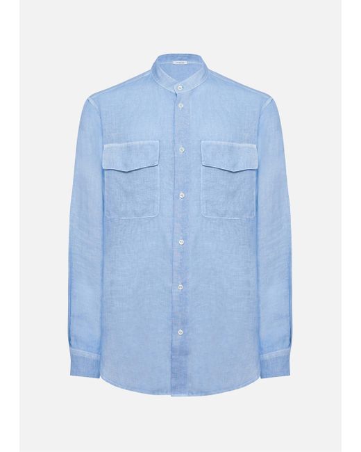 Malo Blue Linen Shirt for men