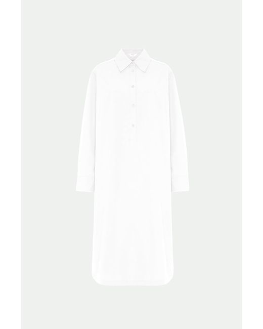 Malo White Cotton Shirt Dress
