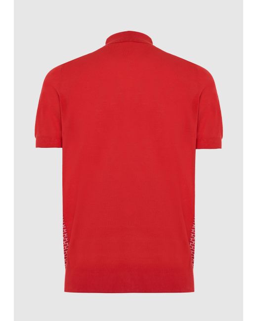 Malo Red Cotton Knitted Polo for men