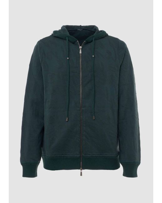 Malo Green Blended Cotton Hoodie for men