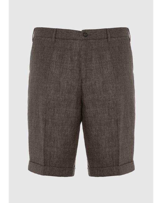 Malo Gray Linen-Blend Bermuda Shorts for men