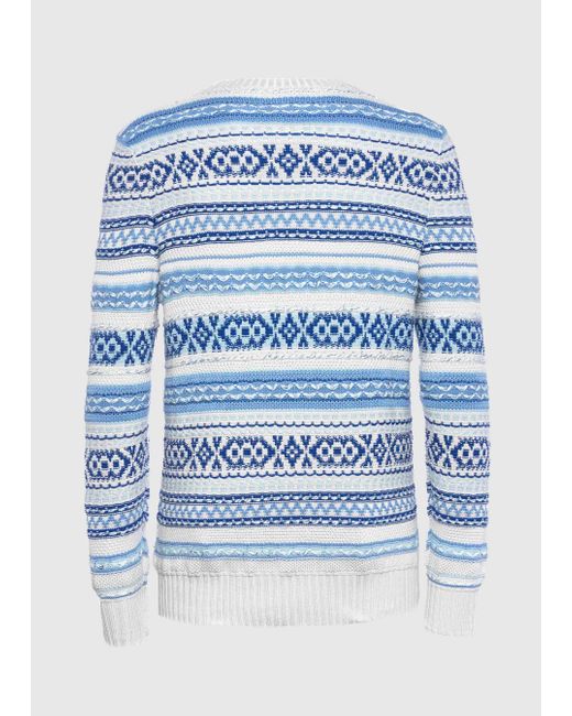 Malo Blue Blended Cotton Crewneck Sweater for men