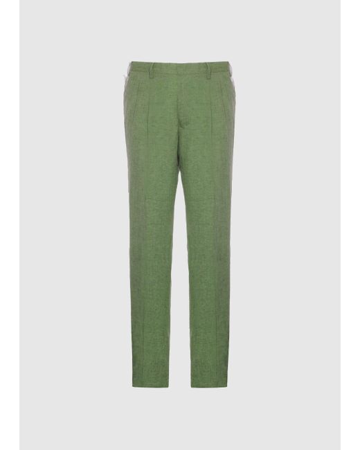Malo Green Linen Trousers for men