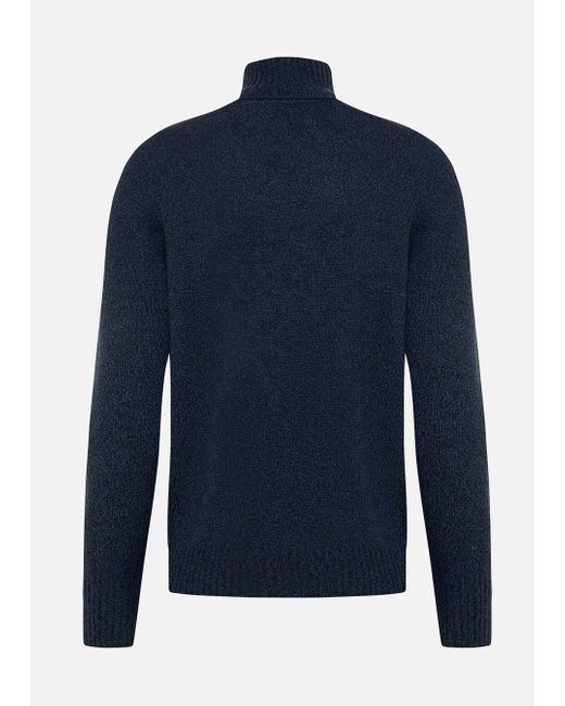 Malo Blue Mouliné Cashmere Turtleneck Sweater for men