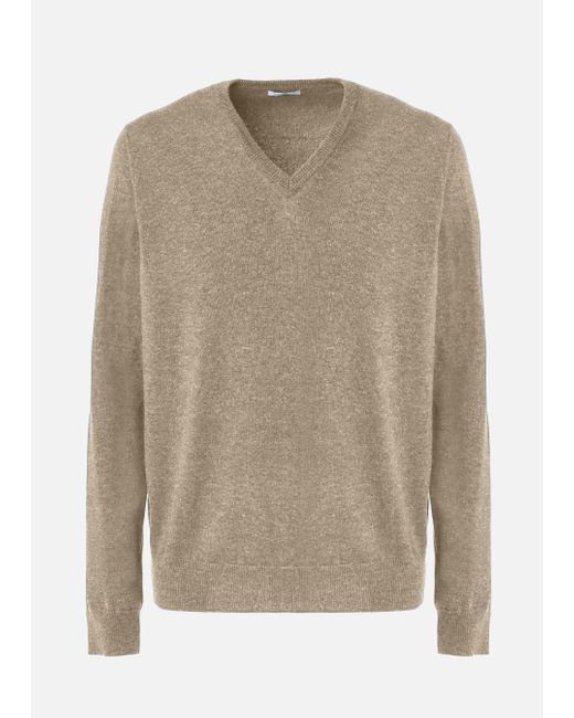 Malo Natural V-Neck Cashmere Sweater for men