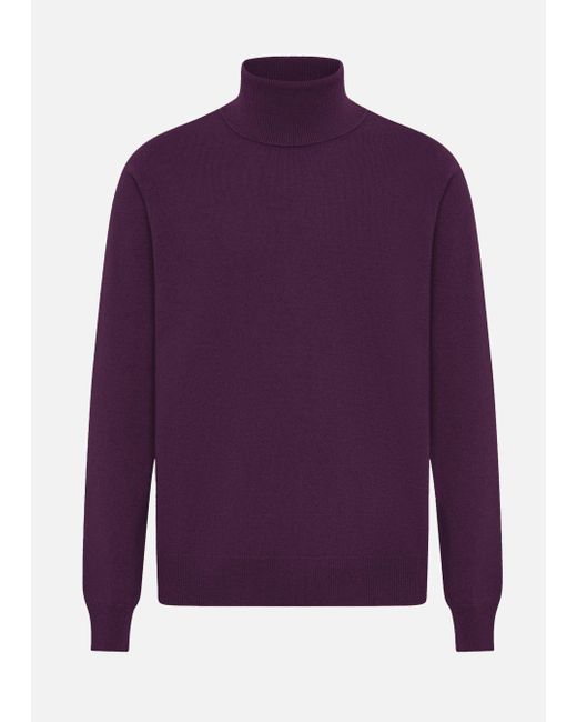 Malo Purple Cashmere Turtleneck Sweater for men