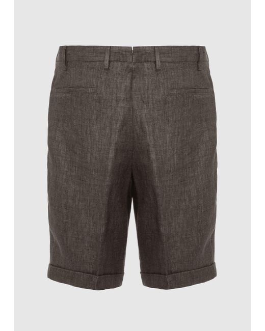 Malo Gray Linen-Blend Bermuda Shorts for men