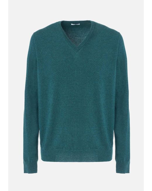 Malo Green V-Neck Cashmere Sweater for men