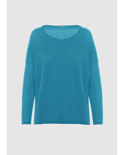 Malo Blue Cotton Crewneck Sweater