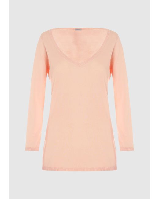 Malo Pink Cotton V Neck Sweater