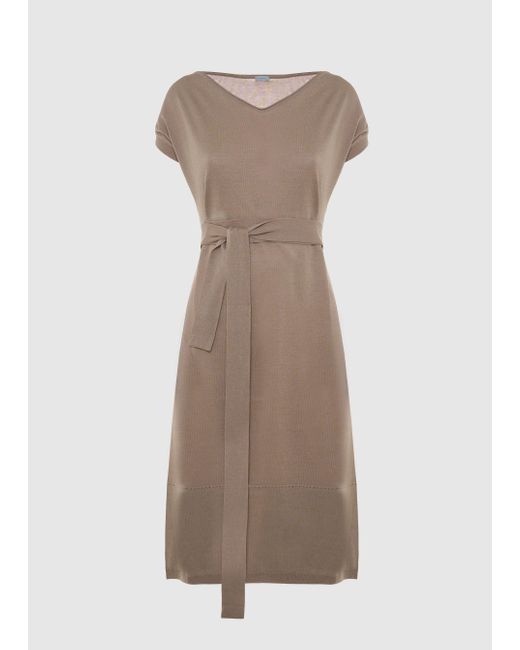 Malo Brown Silk And Cotton Dress
