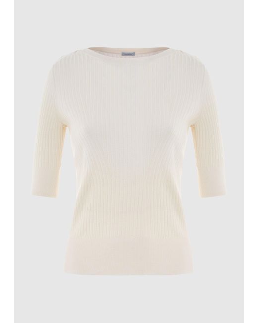 Malo White Silk And Cotton Wide-Neck Sweater