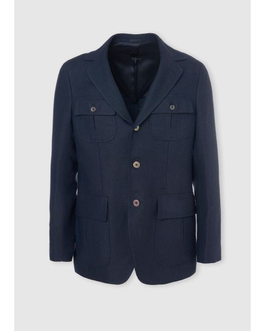 Malo Blue Linen Jacket for men
