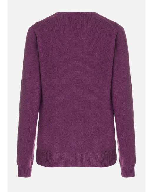 Malo Purple V-Neck Cashmere Sweater for men