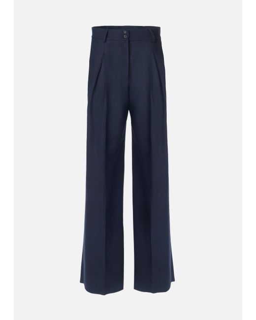 Malo Blue Stretch Wool Trousers