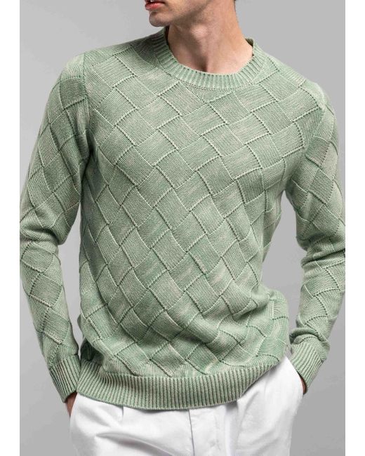 Malo Green Cashmere And Cotton Crewneck Sweater for men