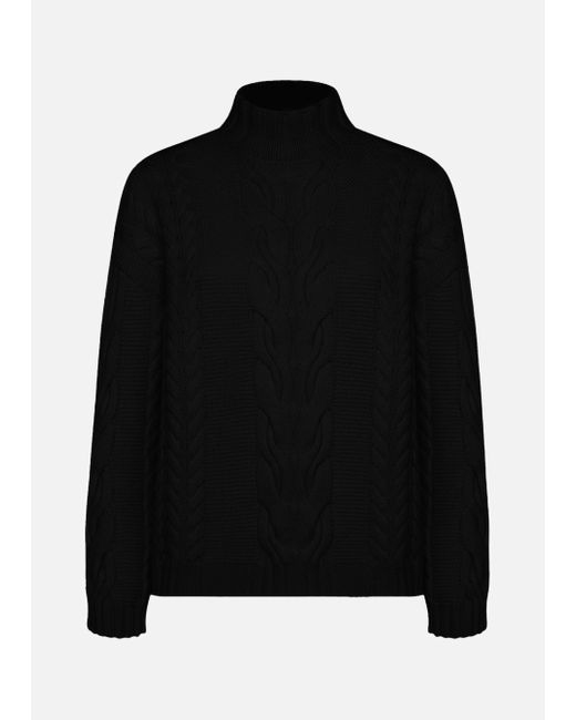 Malo Black Cashmere Turtleneck Sweater