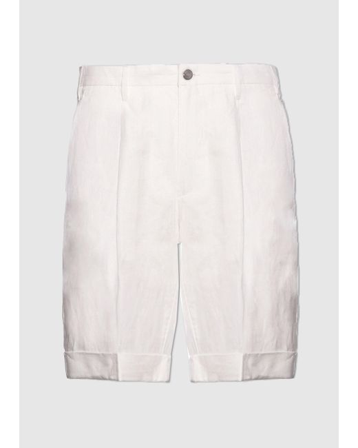 Malo White Linen Bermuda Shorts for men