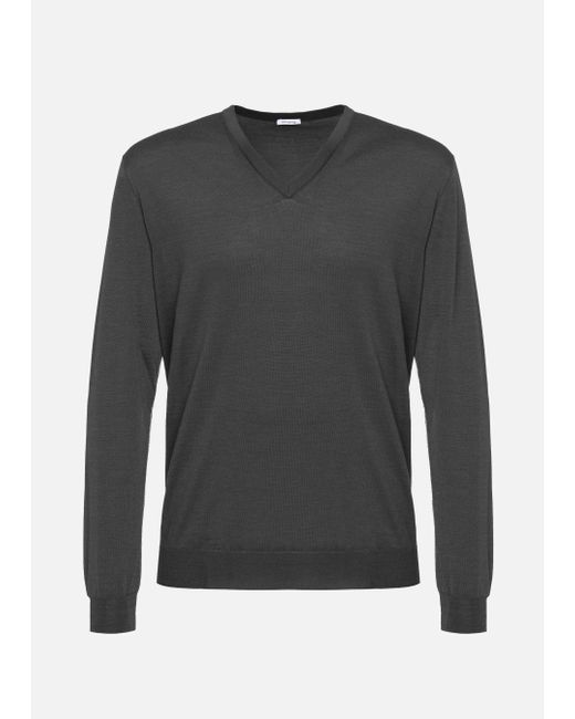 Malo Gray Cashmere And Silk V-Neck Sweater for men