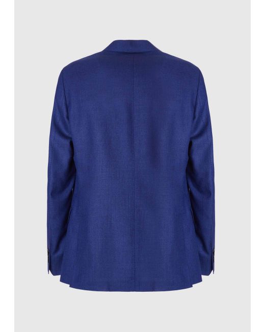 Malo Blue Wool, Silk And Linen Jacket for men