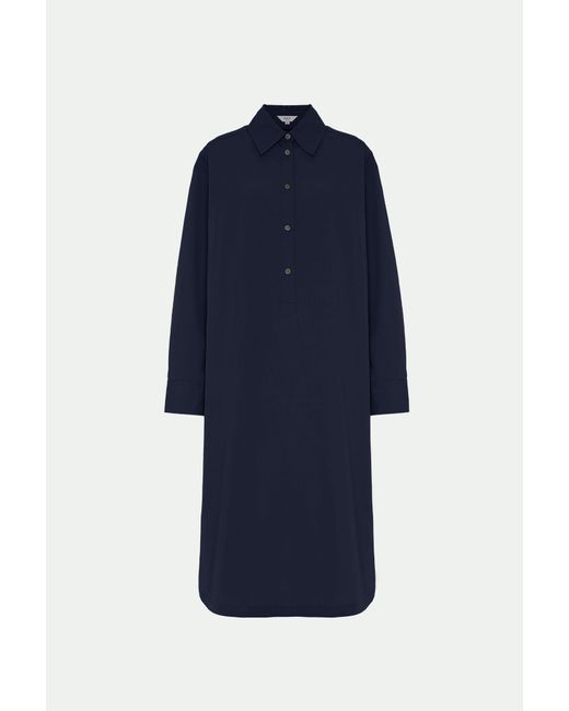 Malo Blue Cotton Shirt Dress