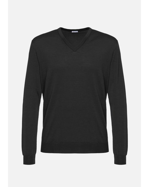 Malo Black Cashmere And Silk V-Neck Sweater for men