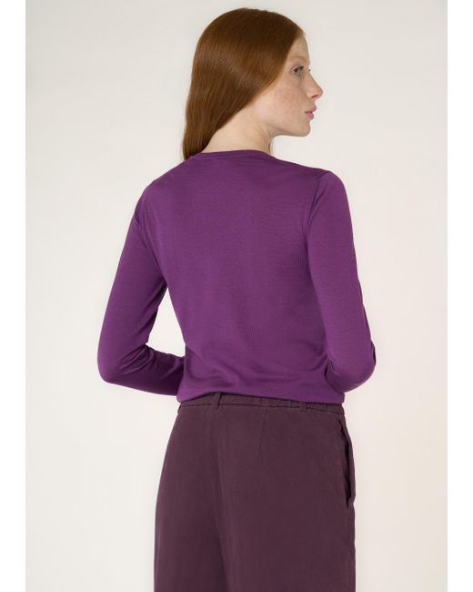 Malo Purple Cashmere And Silk Crewneck Sweater