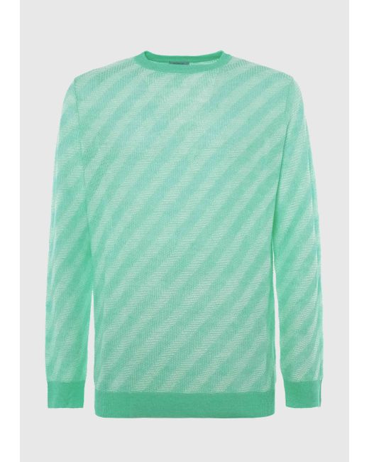 Malo Green Linen And Cotton Crewneck Sweater for men