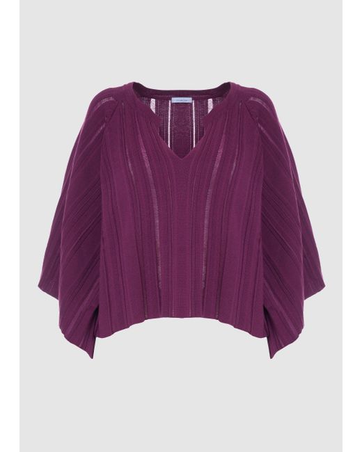 Malo Purple Cotton Crewneck Sweater