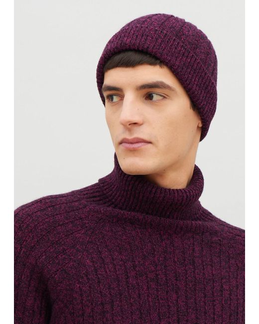 Malo Purple Mouliné Cashmere Hat for men