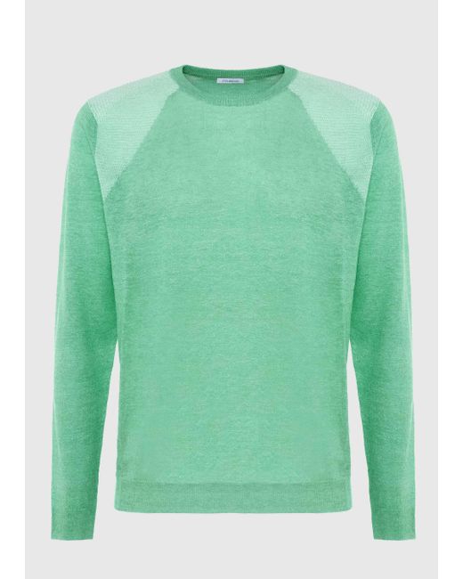Malo Green Linen And Cotton Crewneck Sweater for men