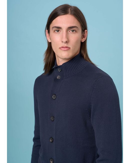 Malo Blue Cotton Bomber Jacket for men