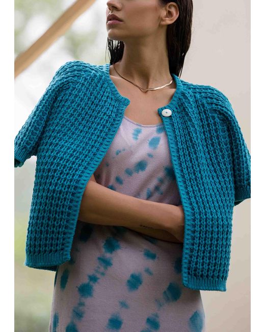 Malo Blue Blended Cotton Cardigan