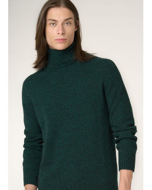 Malo Green Mouliné Cashmere Turtleneck Sweater for men