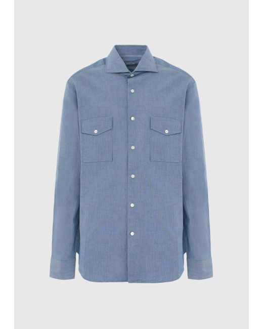 Malo Blue Cotton Shirt for men