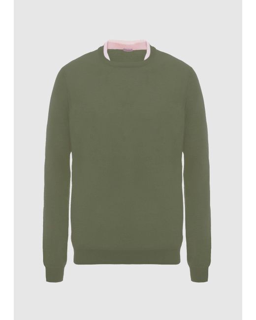 Malo Green Cashmere And Silk Crewneck Sweater for men