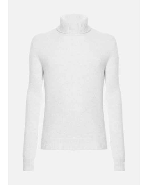 Malo White Cashmere Turtleneck Sweater for men