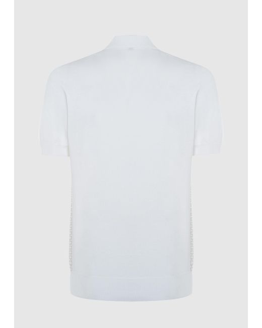 Malo White Cotton Knitted Polo for men