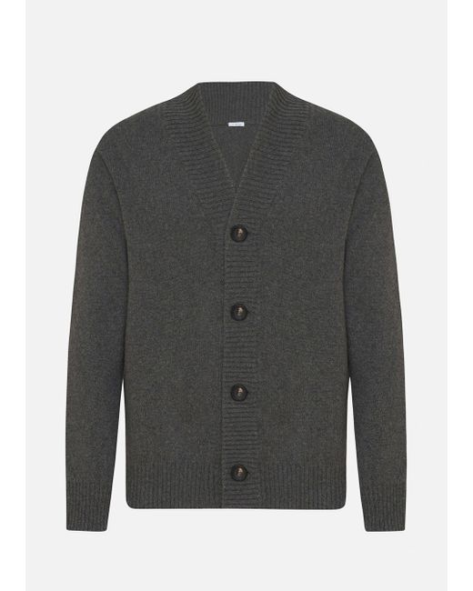 Malo Gray Regenerated Cashmere And Virgin Wool Cardigan for men