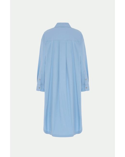 Malo Blue Cotton Shirt Dress