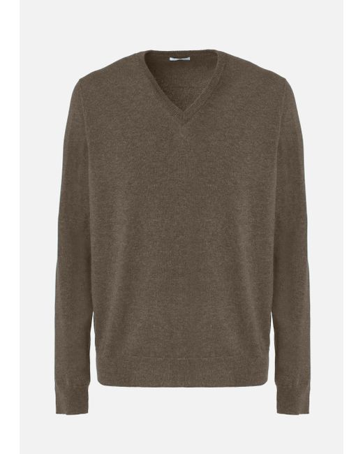 Malo Green V-Neck Cashmere Sweater for men