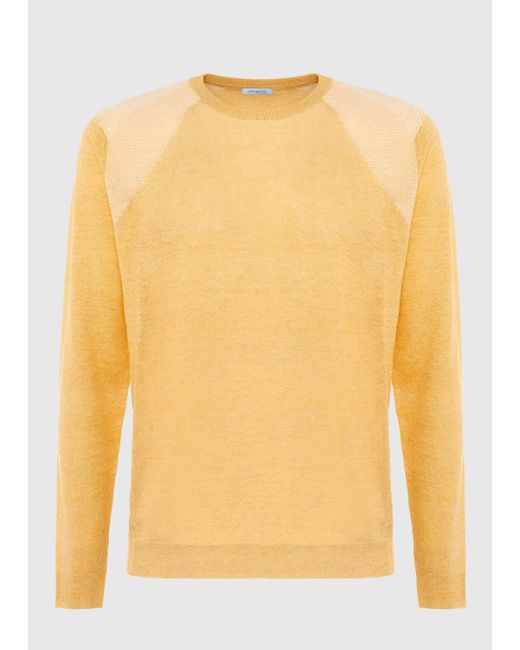 Malo Yellow Linen And Cotton Crewneck Sweater for men