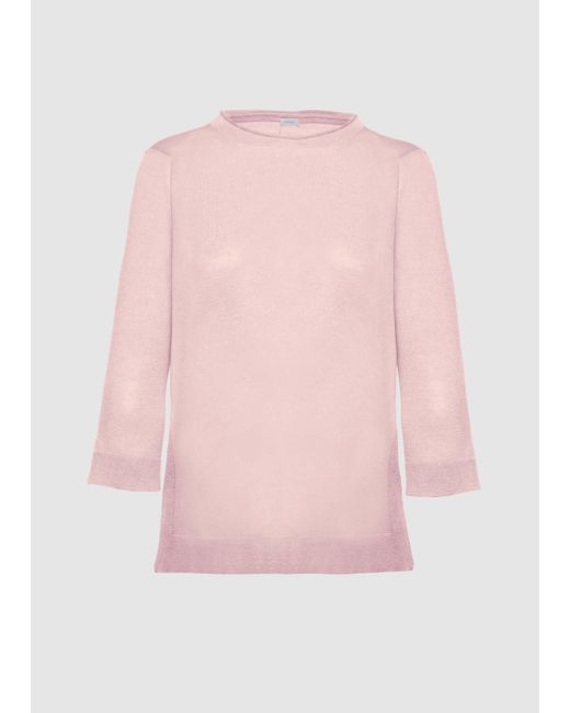 Malo Pink Silk And Cotton Crewneck Sweater