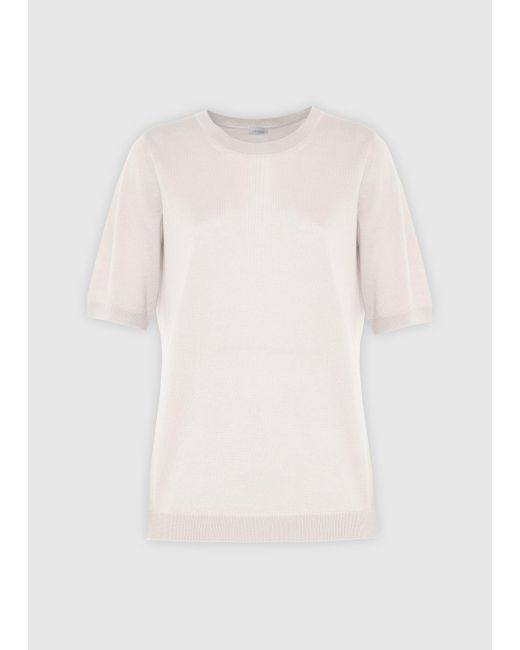 Malo White Cashmere And Silk Crewneck Sweater