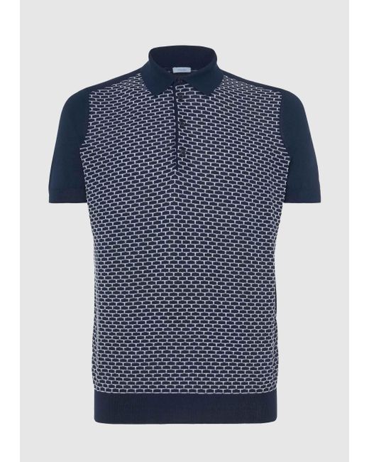 Malo Blue Cotton Knitted Polo for men