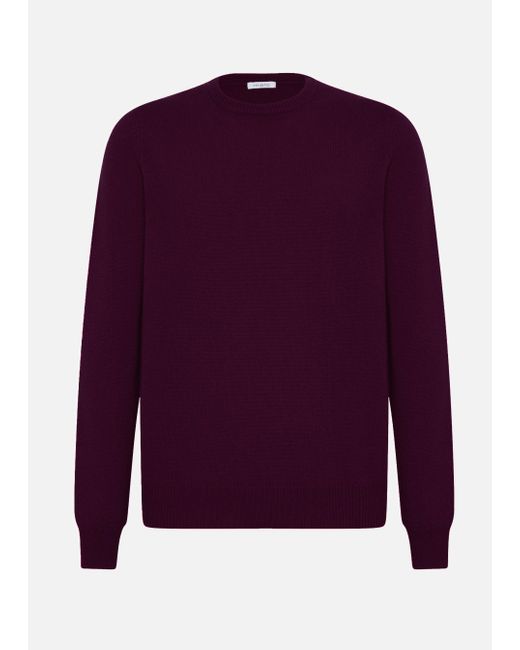 Malo Purple Cashmere Crewneck Sweater for men